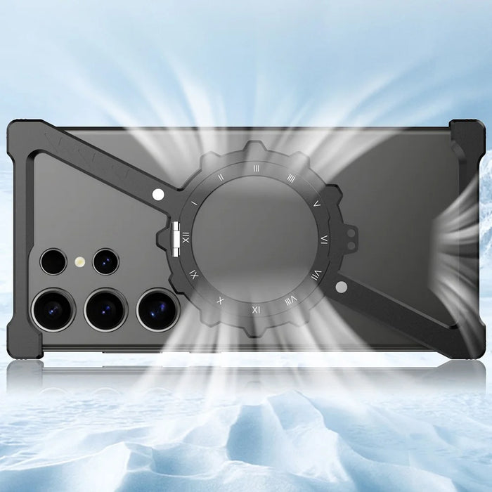 For Samsung Galaxy S25 Ultra Kickstand Magnetic Case Z Shape Bumper Phone Cover - Black - 7