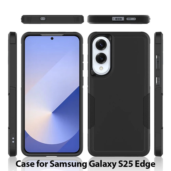 For Samsung Galaxy S25 Edge Case 2 in 1 PC + TPU Shockproof Phone Cover - Black - 7