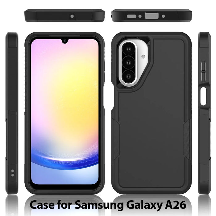 For Samsung Galaxy A26 5G Case 2 in 1 PC + TPU Shockproof Phone Cover - Black - 6