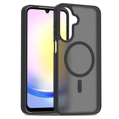 For Samsung Galaxy A26 5G Magnetic Case TPU Frame Acrylic Back Phone Cover Skin Touch - Black - 1