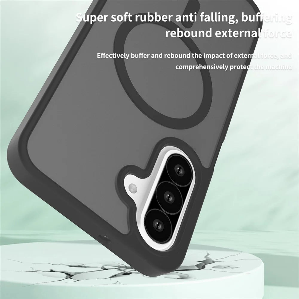 For Samsung Galaxy A26 5G Magnetic Case TPU Frame Acrylic Back Phone Cover Skin Touch - Black - 3