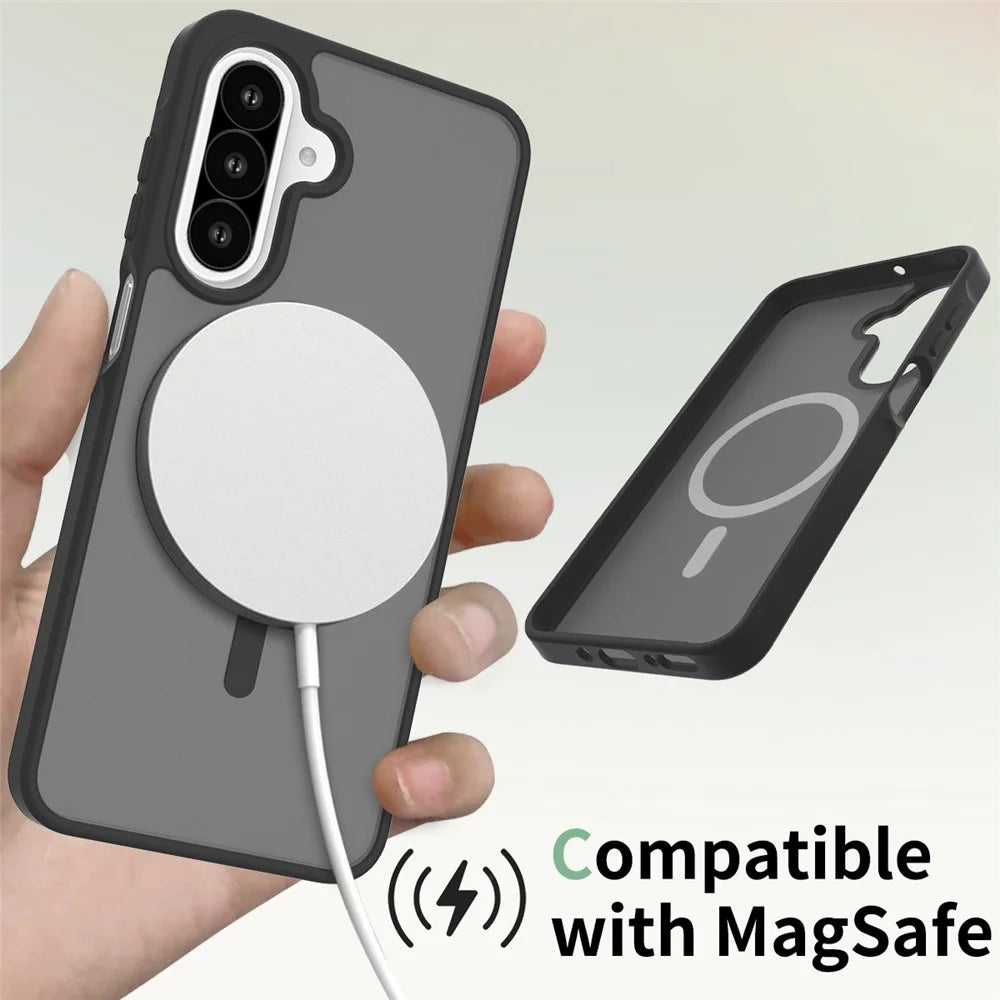 For Samsung Galaxy A26 5G Magnetic Case TPU Frame Acrylic Back Phone Cover Skin Touch - Black - 4