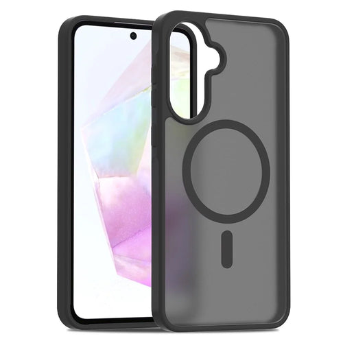 For Samsung Galaxy A36 5G / A56 5G Magnetic Case TPU Frame Acrylic Back Phone Cover Skin Touch - Black - 1