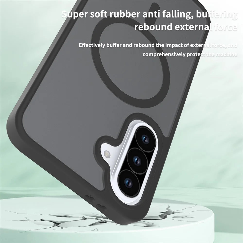 For Samsung Galaxy A36 5G / A56 5G Magnetic Case TPU Frame Acrylic Back Phone Cover Skin Touch - Black - 3