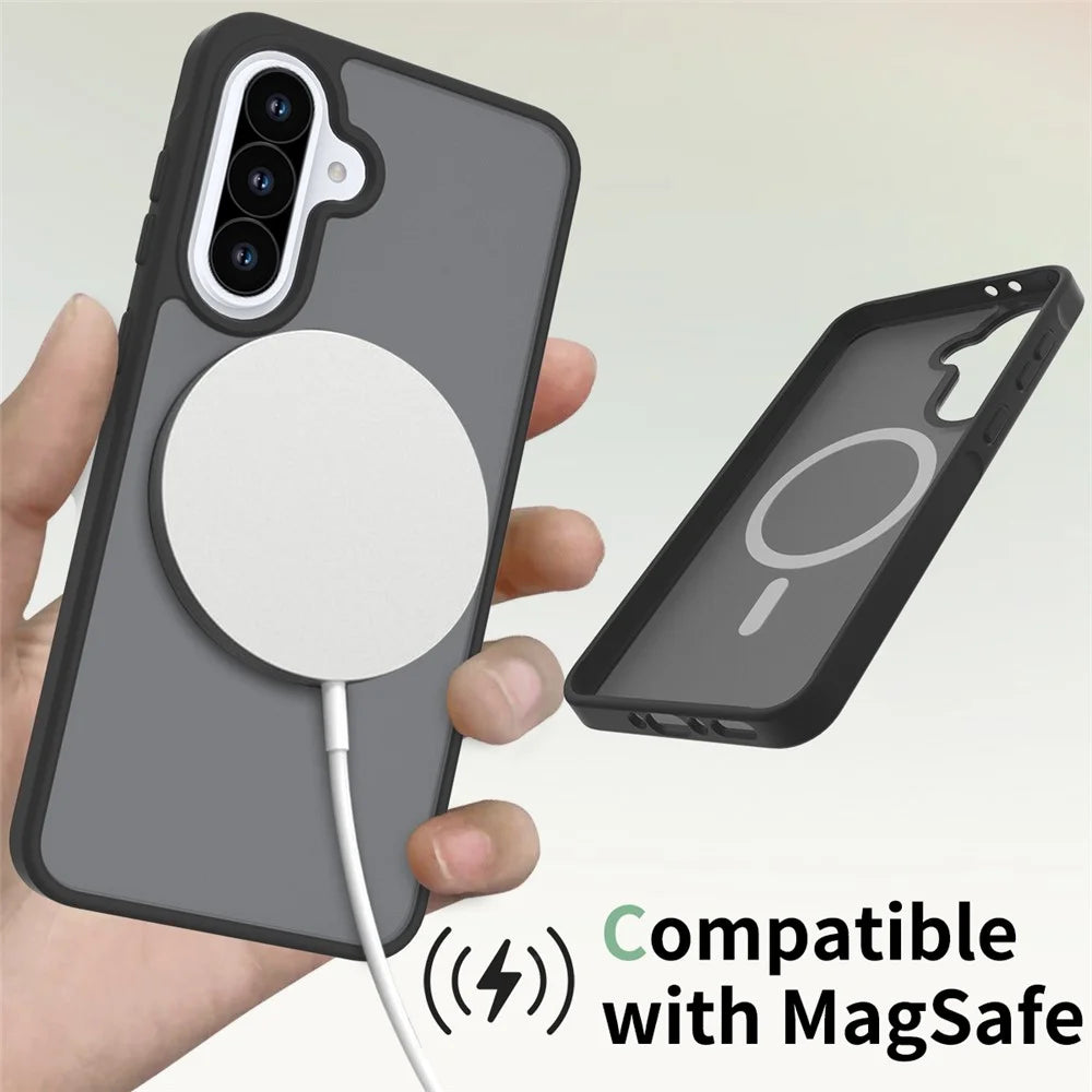 For Samsung Galaxy A36 5G / A56 5G Magnetic Case TPU Frame Acrylic Back Phone Cover Skin Touch - Black - 4
