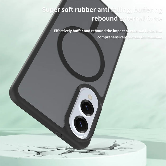 For Samsung Galaxy S25 Edge Magnetic Case TPU Frame Acrylic Back Phone Cover Skin Touch - Black - 3