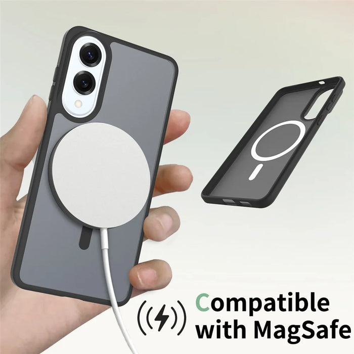 For Samsung Galaxy S25 Edge Magnetic Case TPU Frame Acrylic Back Phone Cover Skin Touch - Black - 4