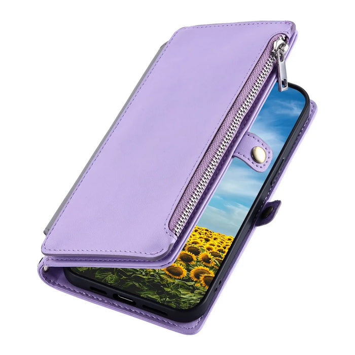 For Google Pixel 10 Pro / 10 / 9 Pro / 9 Case TPU + PU Leather Wallet Phone Cover with Wrist Strap - Purple - 6