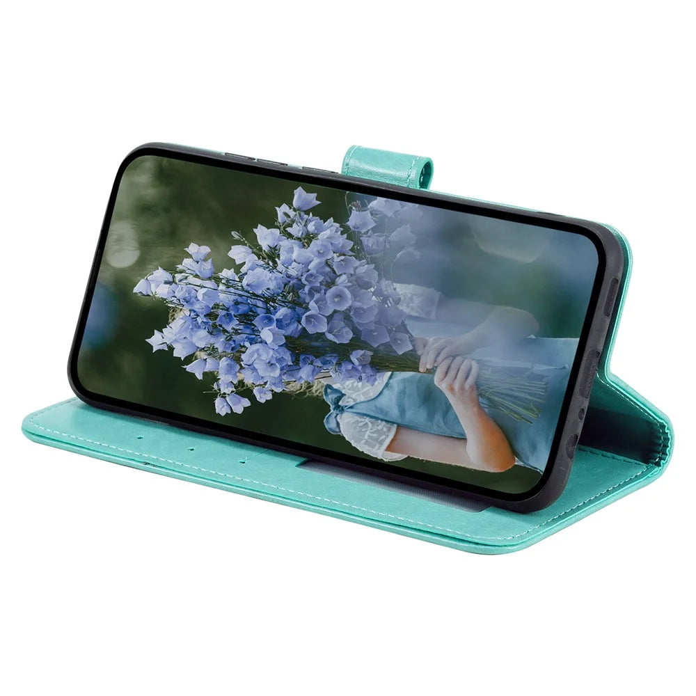For Google Pixel 10 Pro / 10 / 9 Pro / 9 Stand Case Imprinted Totem PU Leather Wallet Phone Cover - Mint Green - 3