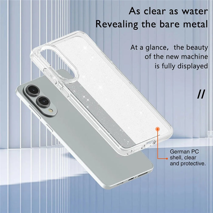For Samsung Galaxy S25 Edge Case Sparkly Powder Glitter Shiny Soft TPU + Hard PC Back Cover - White - 4