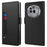 For Nothing Phone (3a) Pro Case Stand PU Leather Phone Cover Card Holder Mirror - Black - 1