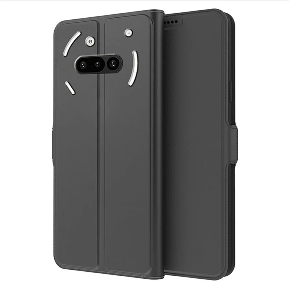 For Nothing Phone (3a) Case Shockproof TPU Inner Shell Leather Phone Cover Card Slot - Black - 1