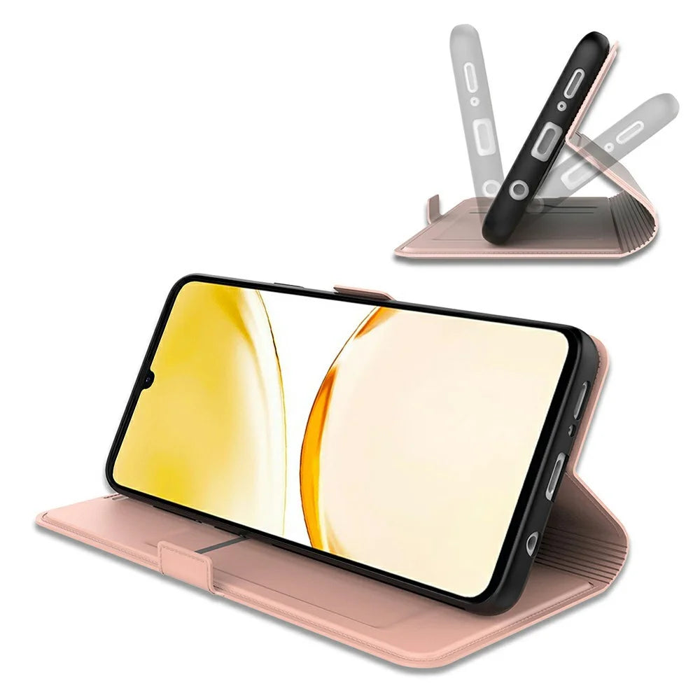 For Realme P3 Pro 5G Case Shockproof TPU Inner Shell Leather Phone Cover Card Slot - Rose Gold - 3