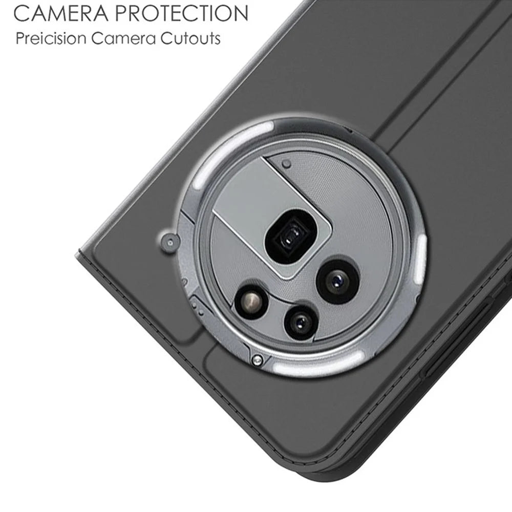 For Nothing Phone (3a) Pro Case PU Leather Phone Cover with Card Holder Stand - Black - 5