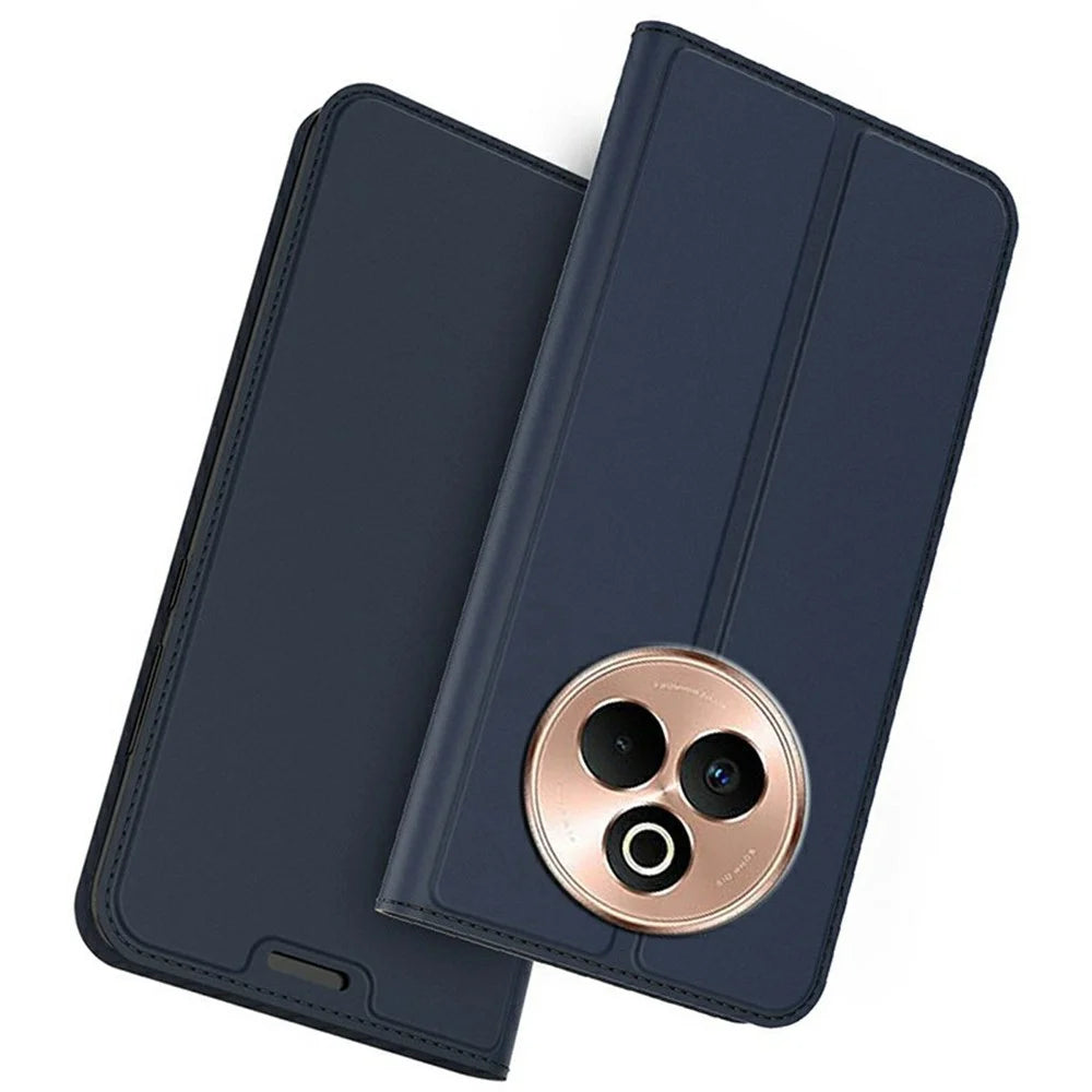 For Realme P3 Pro 5G Case PU Leather Phone Cover with Card Holder Stand - Blue - 1