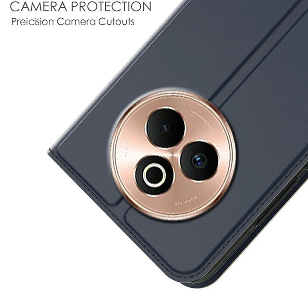 For Realme P3 Pro 5G Case PU Leather Phone Cover with Card Holder Stand - Blue - 5