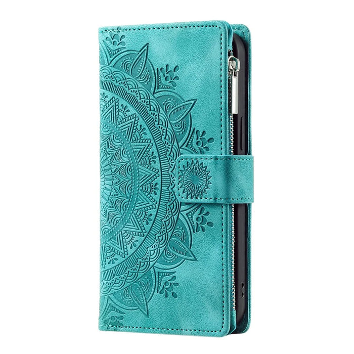 Style 006 For Google Pixel 10 Pro XL Wallet Case PU Leather Phone Cover Mandala Flower Pattern - Mint Green - 7