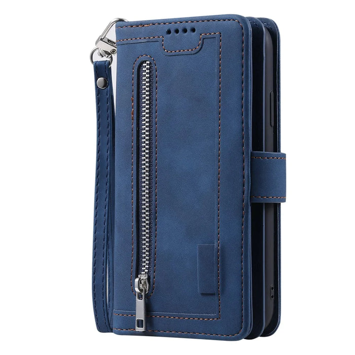 For Google Pixel 10 Pro XL Case PU Leather Phone Cover with Zipper Wallet 9 Card Slots - Blue - 7