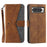 For Google Pixel 10 Pro XL Leather Case Splicing Stitching Wallet Phone Cover with Wrist Strap - Brown - 1