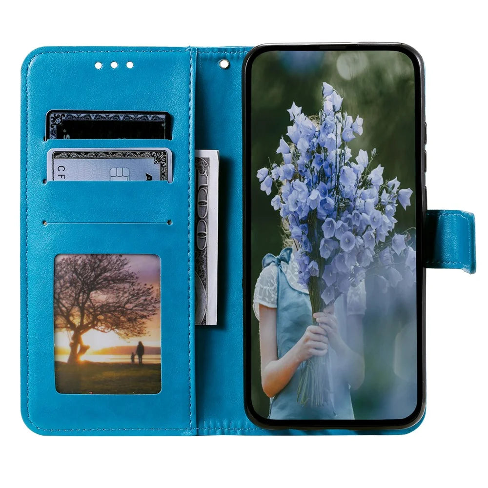 For Samsung Galaxy A06 5G Stand Case Imprinted Totem PU Leather Wallet Phone Cover - Blue - 2