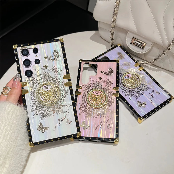 For Samsung Galaxy S25 Ultra Cases Rhinestone Decor Butterfly Pattern TPU + PC Phone Cover - Purple - 7