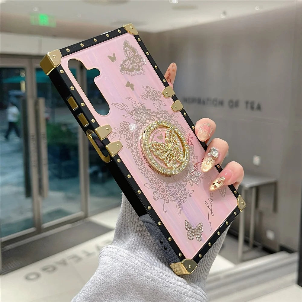 For Samsung Galaxy A55 5G Cases Rhinestone Decor Butterfly Pattern TPU + PC Phone Cover - Pink - 3