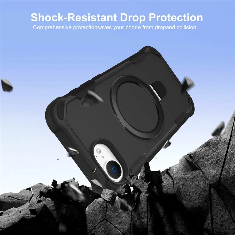 For iPhone 17e / 16e Case Compatible with MagSafe Kickstand TPU + PC Shockproof Phone Back Cover - Black - 2