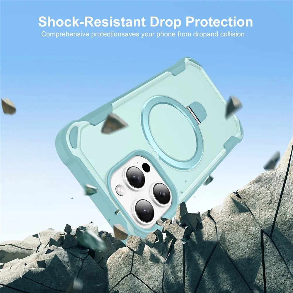 For iPhone 14 Pro Case Compatible with MagSafe Kickstand TPU + PC Shockproof Phone Back Cover - Lake Blue - 2
