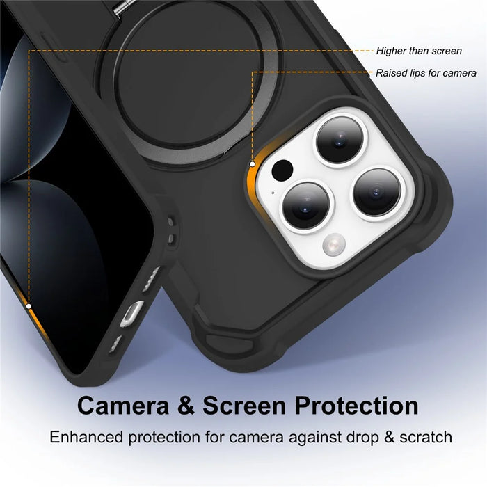 For iPhone 14 Pro Max Case Compatible with MagSafe Kickstand TPU + PC Shockproof Phone Back Cover - Black - 3