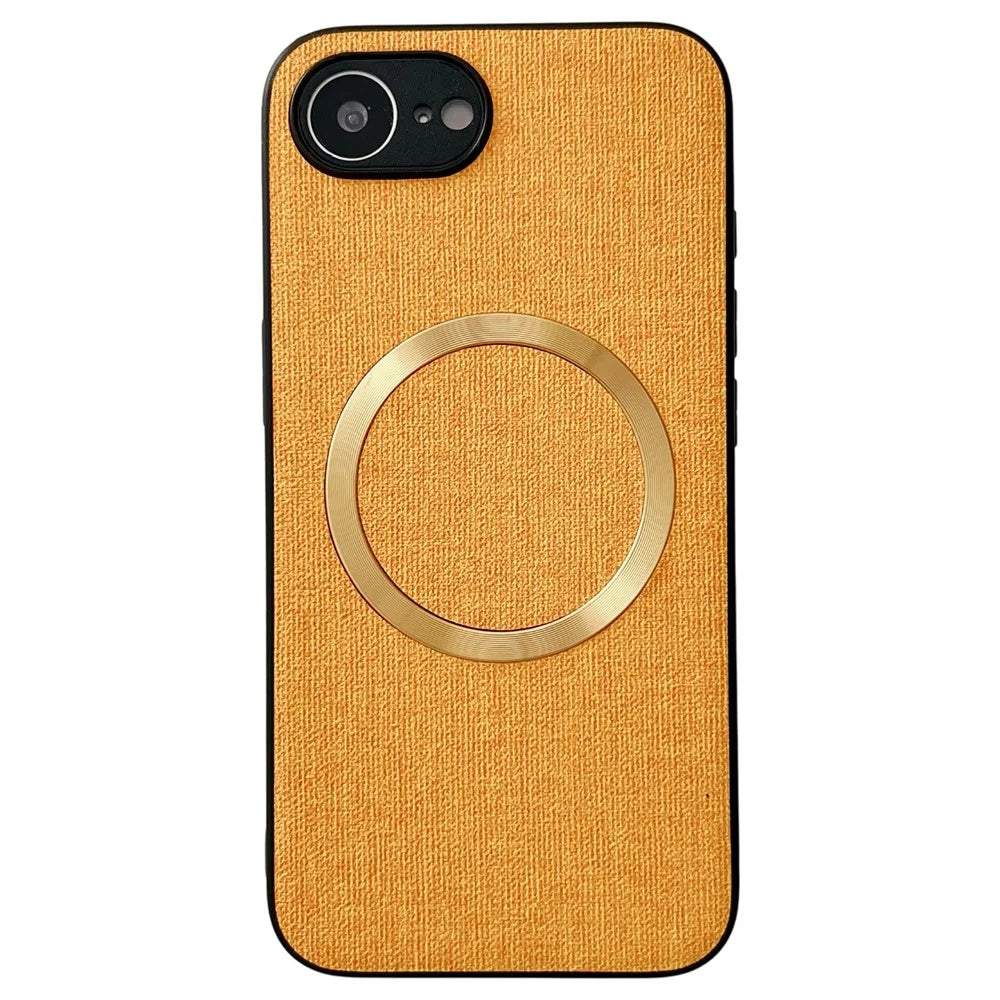 For iPhone 17e / 16e Case Drop-Proof TPU + Cloth Back Phone Cover Compatible with MagSafe - Orange - 1
