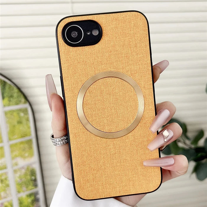 For iPhone 17e / 16e Case Drop-Proof TPU + Cloth Back Phone Cover Compatible with MagSafe - Orange - 2