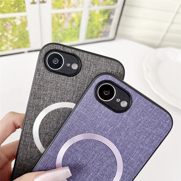 For iPhone 17e / 16e Case Drop-Proof TPU + Cloth Back Phone Cover Compatible with MagSafe - Orange - 4