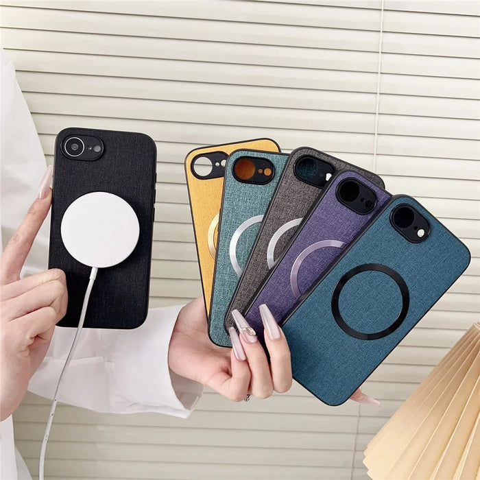 For iPhone 17e / 16e Case Drop-Proof TPU + Cloth Back Phone Cover Compatible with MagSafe - Orange - 7