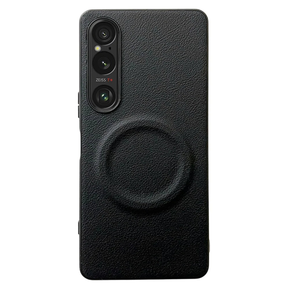 For Sony Xperia 1 VI Magnetic Case PU + TPU Phone Back Cover - Black - 1