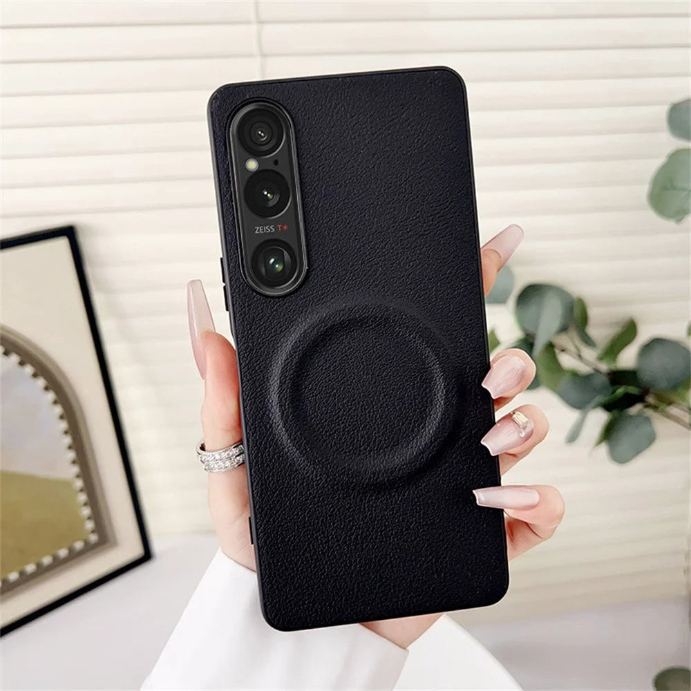 For Sony Xperia 1 VI Magnetic Case PU + TPU Phone Back Cover - Black - 3