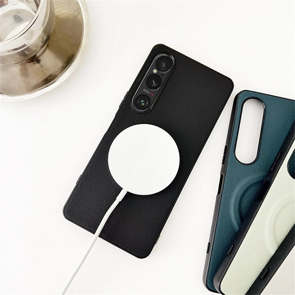 For Sony Xperia 1 VI Magnetic Case PU + TPU Phone Back Cover - Black - 5