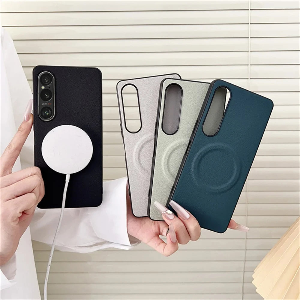 For Sony Xperia 1 VI Magnetic Case PU + TPU Phone Back Cover - Black - 6