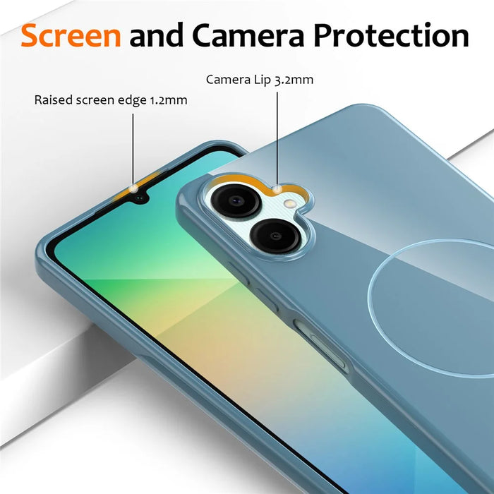 For Samsung Galaxy A06 4G Magnetic Case TPU Phone Back Cover with Lanyard - Blue - 2
