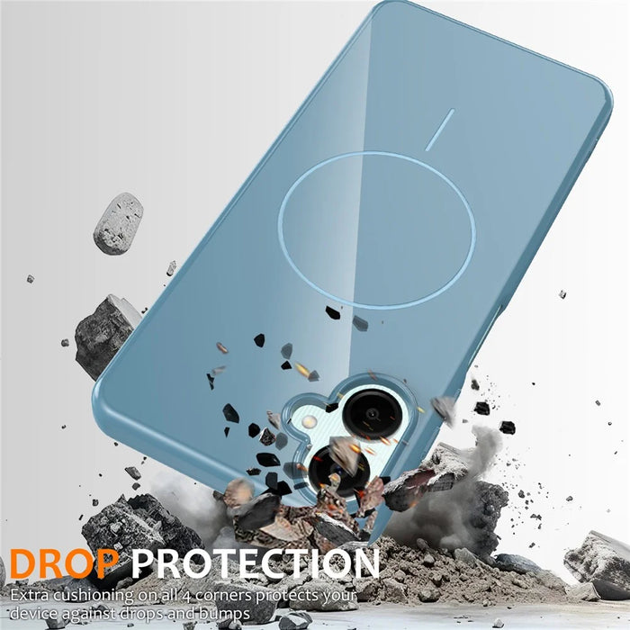 For Samsung Galaxy A06 4G Magnetic Case TPU Phone Back Cover with Lanyard - Blue - 3