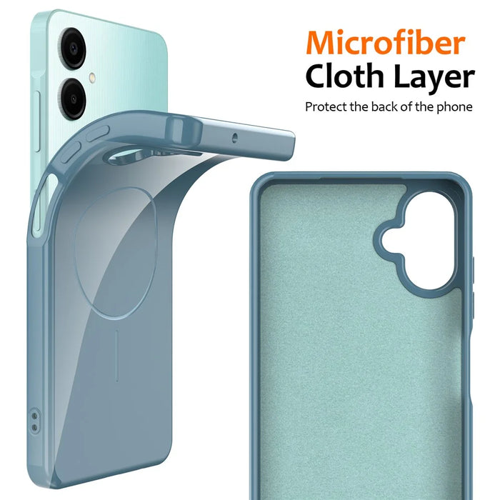 For Samsung Galaxy A06 4G Magnetic Case TPU Phone Back Cover with Lanyard - Blue - 4