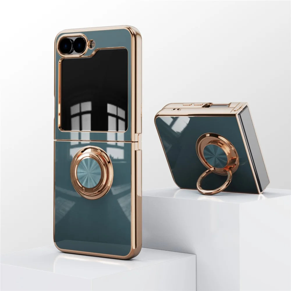 For Samsung Galaxy Z Flip7 FE 5G / Z Flip6 5G Case Precise Cutouts 6D Electroplating TPU Phone Cover with Ring Holder - Grey - 5