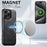 SUTENI M3 For iPhone 16 Pro Max Magnetic Case Cowhide Texture Leather Back Cover with Card Bag Kickstand - Black - 7
