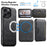 SUTENI M3 For iPhone 16 Pro Max Magnetic Case Cowhide Texture Leather Back Cover with Card Bag Kickstand - Black - 5
