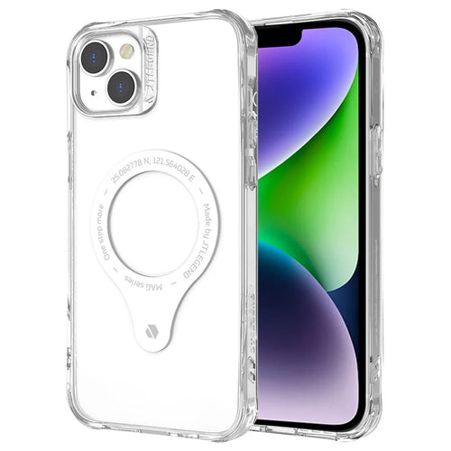 TLEGEND DX MAG Anti-scratch Phone Case for iPhone 14, Military Grade TPU + PC Anti-drop Phone Cover with Camera Frame Support Wireless Charging - Transparent - 1