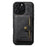 SUTENI M4 For iPhone 16 Pro Max Magnetic Case with Card Holder Cowhide Texture Leather Back Cover - Black - 2