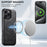 SUTENI M4 For iPhone 16 Pro Max Magnetic Case with Card Holder Cowhide Texture Leather Back Cover - Black - 7