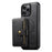SUTENI M4 For iPhone 16 Pro Magnetic Case with Card Holder Cowhide Texture Leather Back Cover - Black - 3
