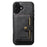 SUTENI M4 For iPhone 16 Magnetic Case with Card Holder Cowhide Texture Leather Back Cover - Black - 1