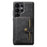 SUTENI M4 For Samsung Galaxy S24 Ultra Magnetic Case with Card Holder Cowhide Texture Leather Back Cover - Black - 2