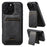 SUTENI M5 For iPhone 16 Pro Magnetic Case with Card Bag Cowhide Texture Leather Phone Back Cover - Black - 1